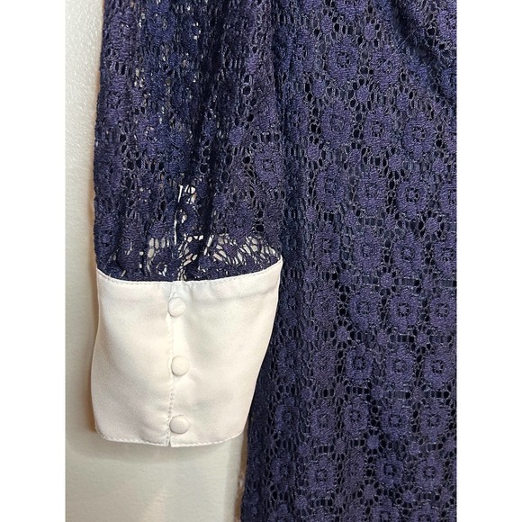 Riley & Rae Dress Medium Navy Lace with White Collar Cottagecore Preppy - Picture 6 of 8
